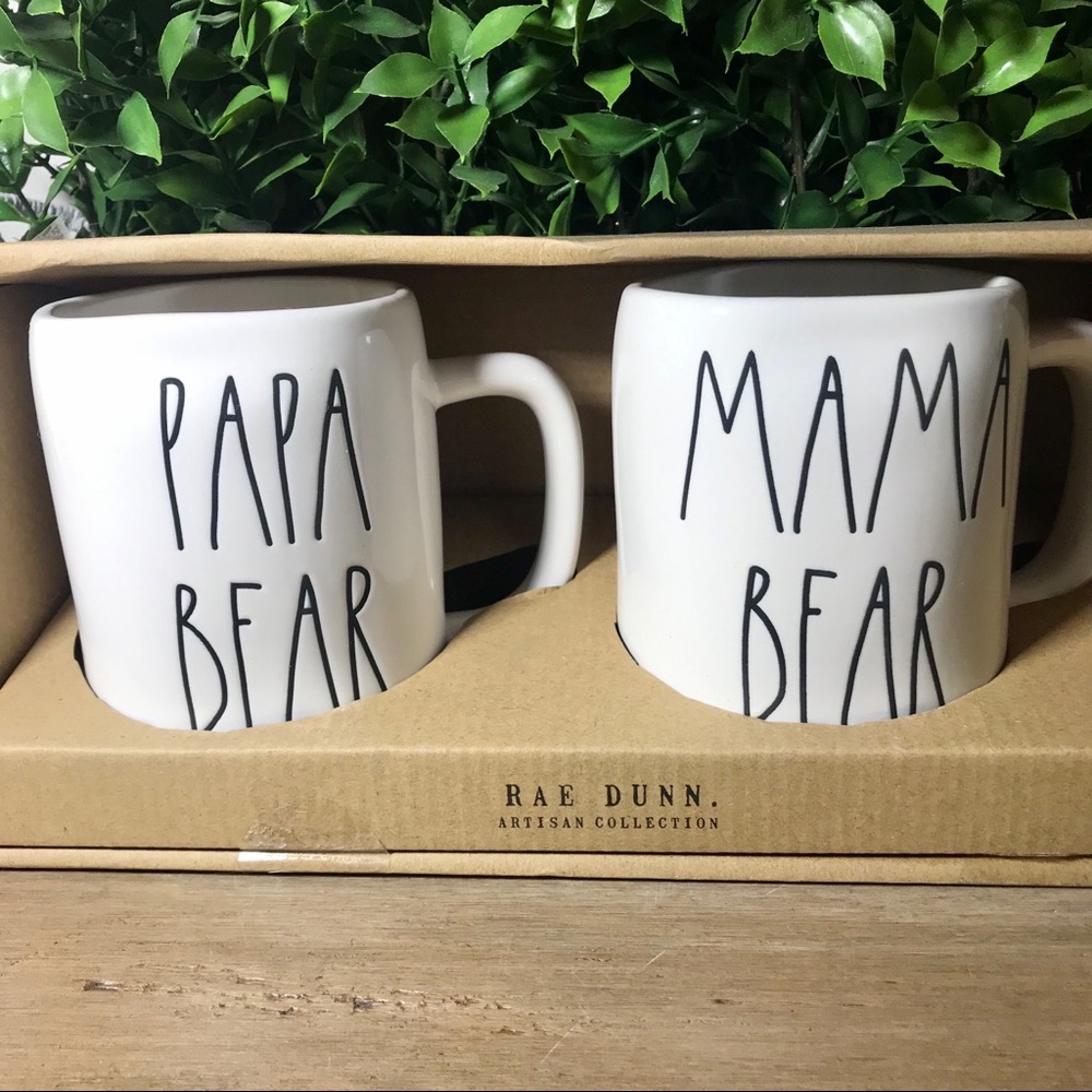 Rae Dunn MAMA BEAR & PAPA BEAR Mug Set